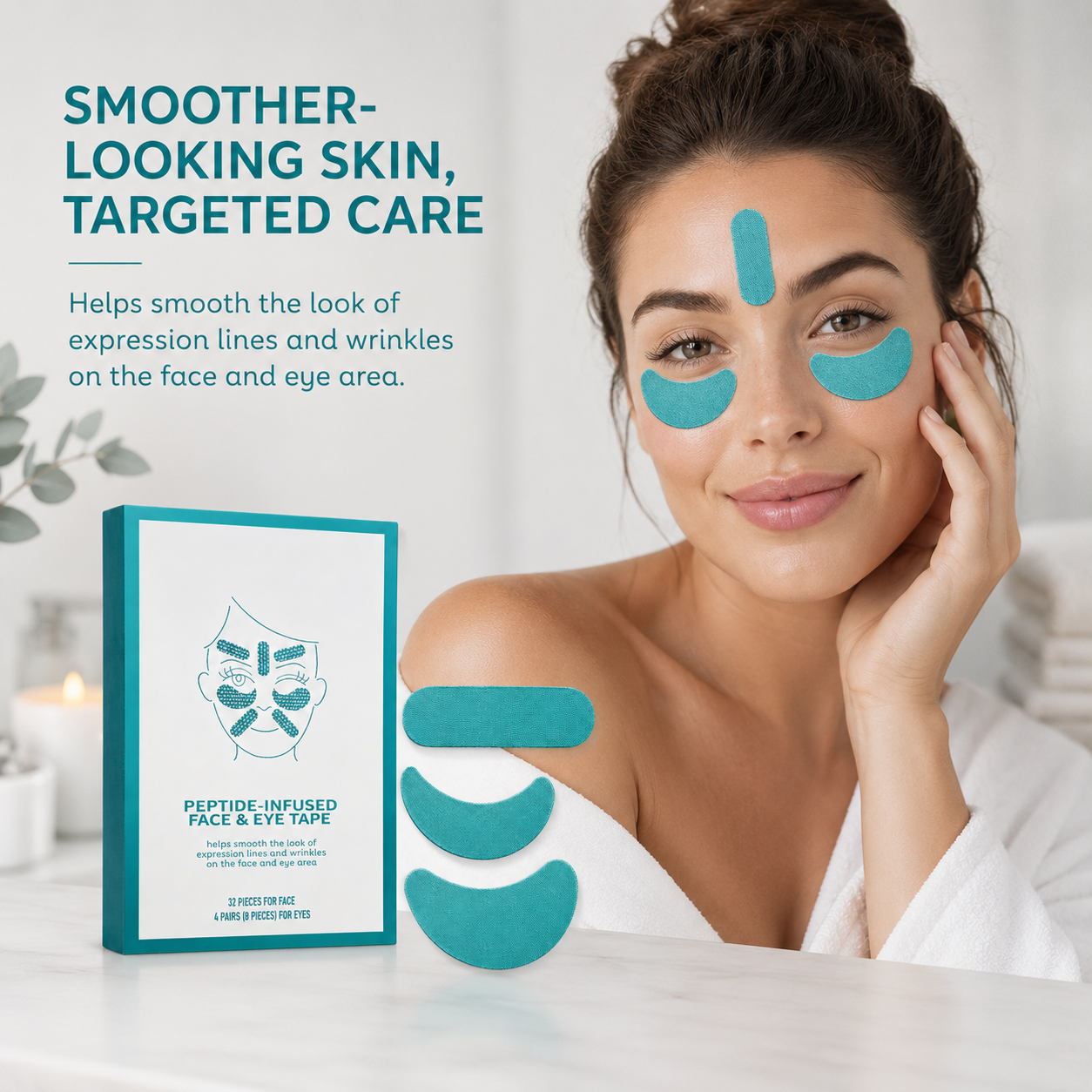 Peptide-Infused Face & Eye Tape – Targeted Smoothing Patches for Forehead, Under-Eye & Smile Lines