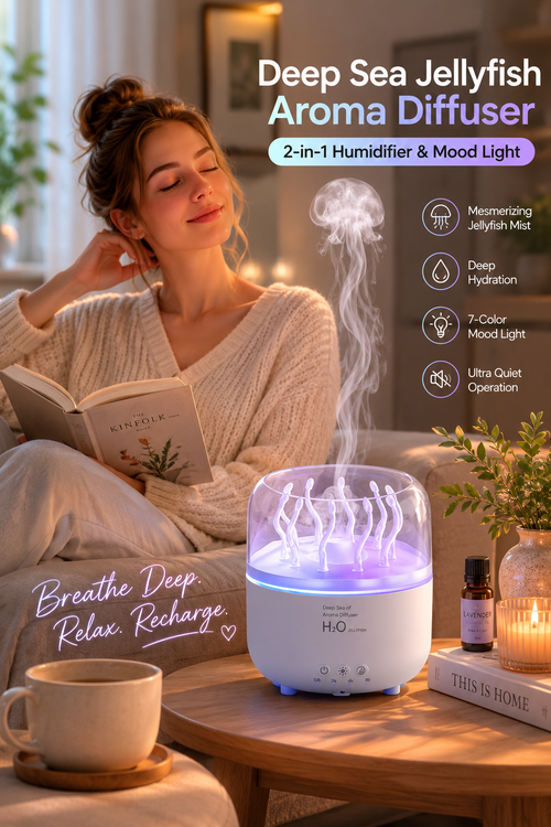 Difusor de aroma de algas giratorio y humidificador de niebla fría
