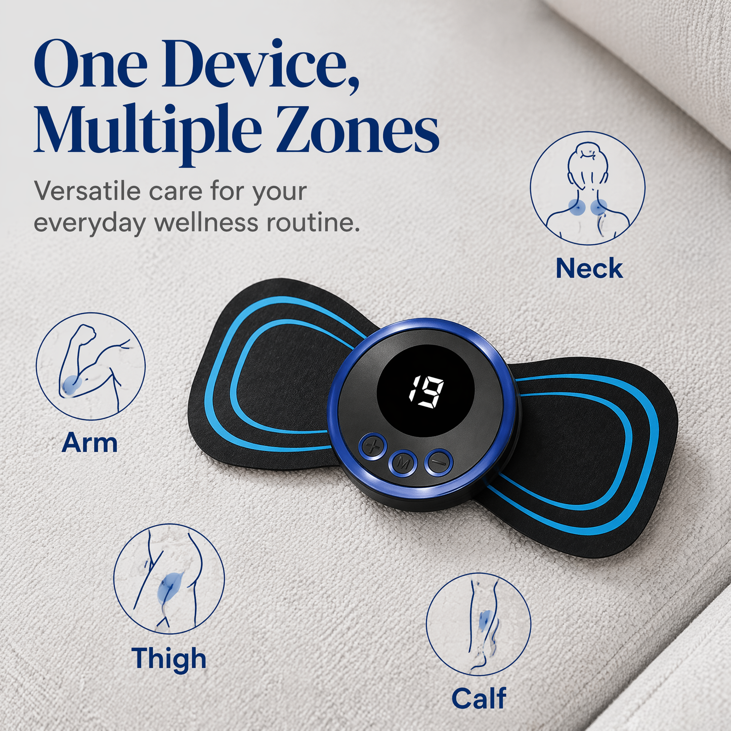 FDA Listed EMS Pulse Massage Patch| Digital 18 Intensity Portable Rechargeable Microcurrent Massager, FCC & UL Certified Full Body Muscle Pain Relief Pad-HS