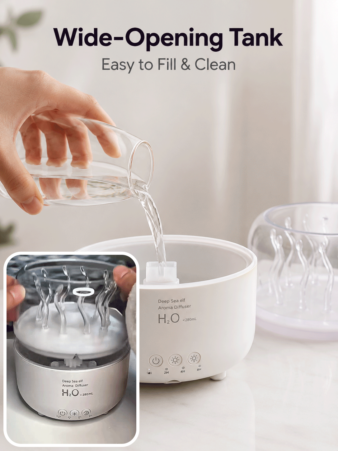 Difusor de aroma de algas giratorio y humidificador de niebla fría