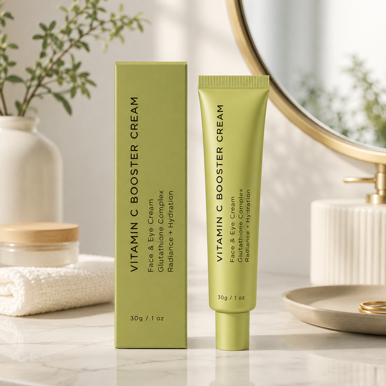 Vitamin C Booster Face & Eye Cream – Glutathione Complex Brightening Moisturizer for Radiance & Hydration