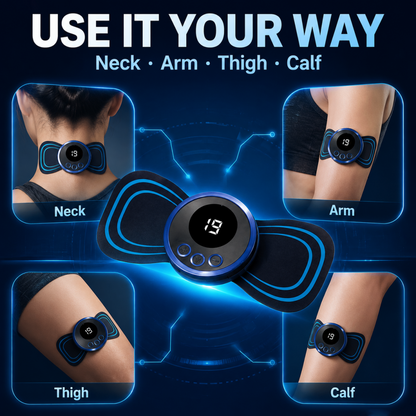 FDA Listed EMS Pulse Massage Patch| Digital 18 Intensity Portable Rechargeable Microcurrent Massager, FCC & UL Certified Full Body Muscle Pain Relief Pad-HS