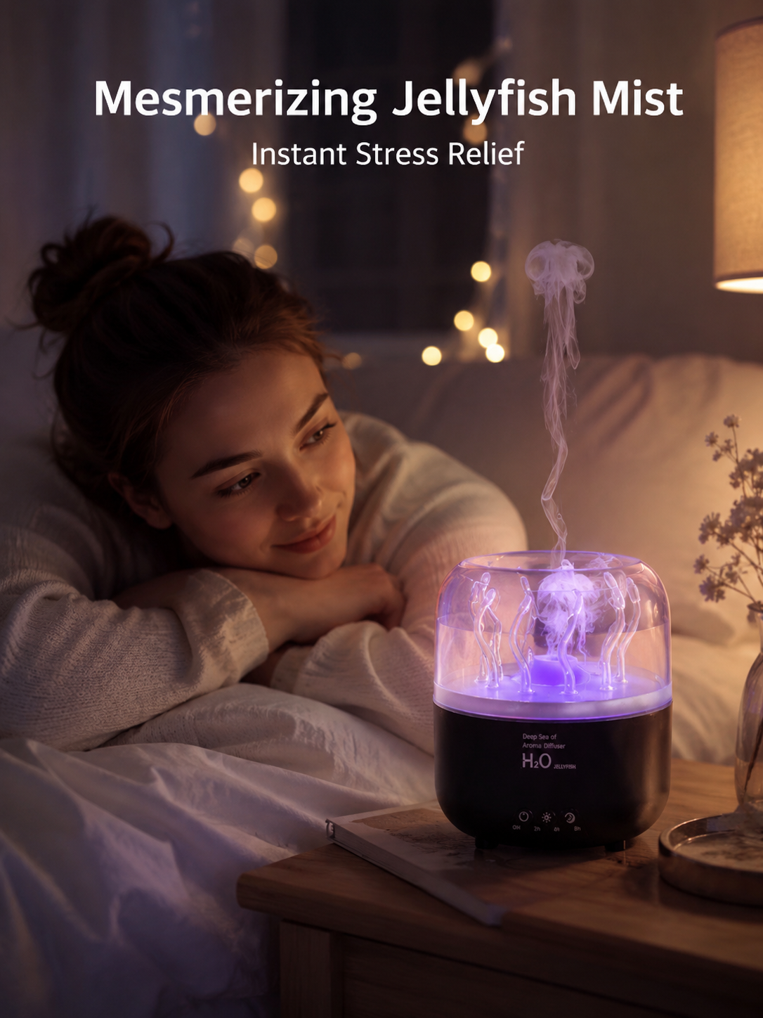 Difusor de aroma de algas giratorio y humidificador de niebla fría