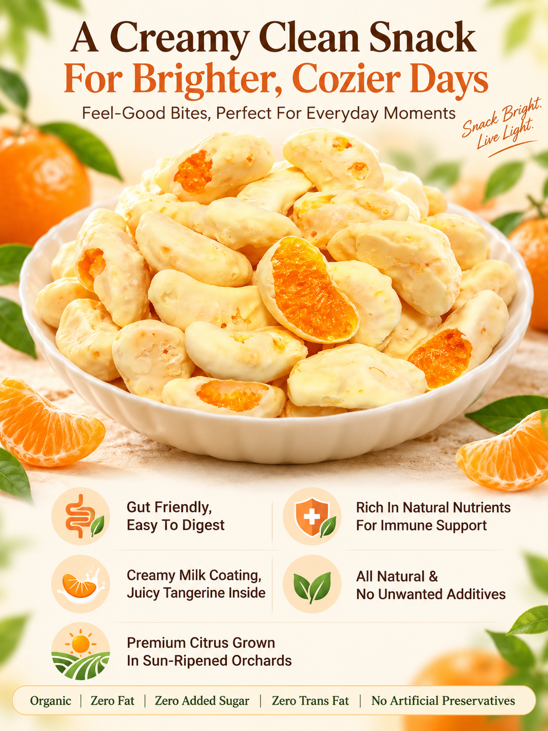 Crispy Milk-Skin Tangerine  Yogurt-Coated Mandarin Orange Bites – Sweet, Tangy & Crunchy-Zack