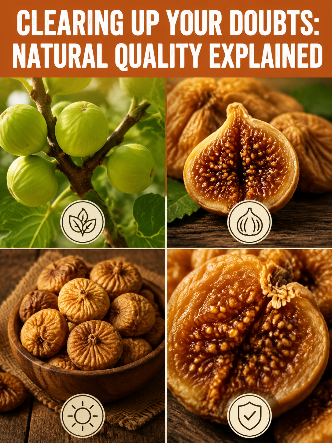 Higos naturales secados al sol – Snack de fruta dulce y masticable y saludable