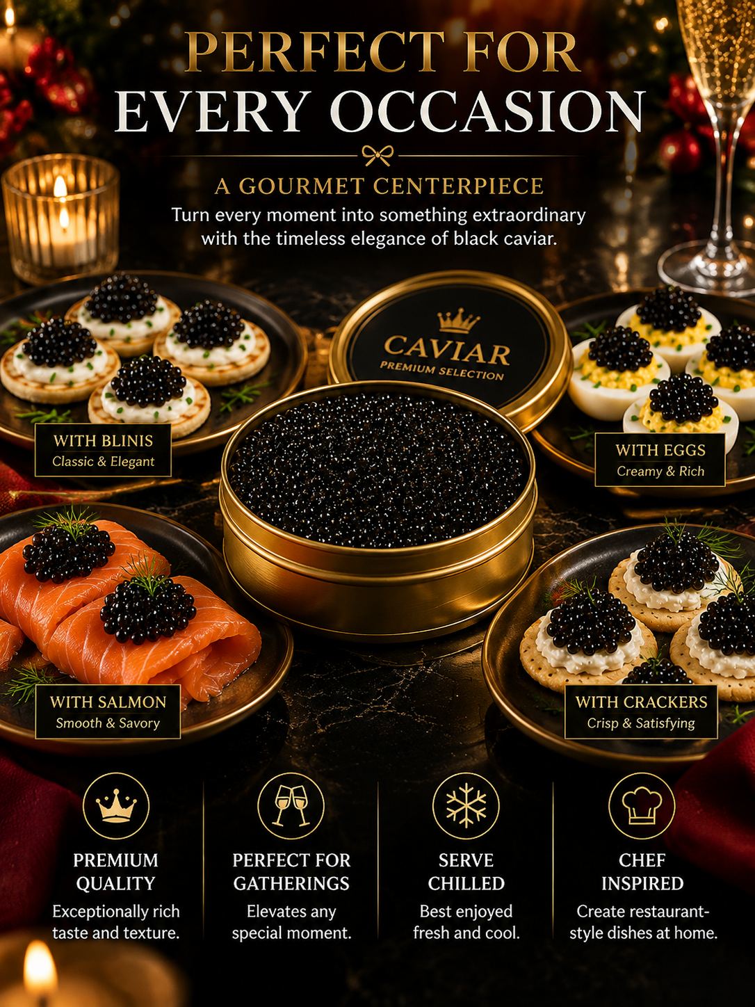 ✨Christmas Black Gold Sturgeon Caviar 🎄 Plump Pearl Luxury🥄 A Festive Ocean-Sourced Delicacy for Elegant Holiday Moments-lan