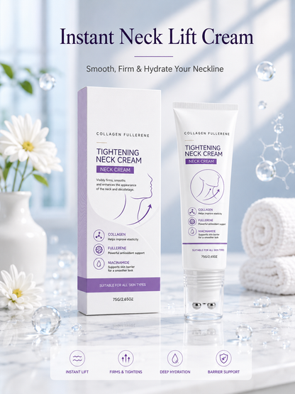 Ball Roller Tightening Neck Cream – Collagen Fullerene Firming Care for Neck & Jawline, Lightweight Hydrating Formula-HS