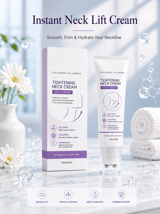 Ball Roller Tightening Neck Cream – Collagen Fullerene Firming Care for Neck & Jawline, Lightweight Hydrating Formula-HS
