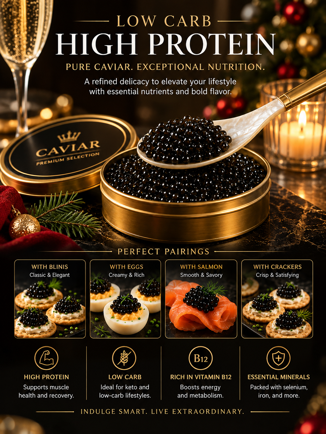 ✨Christmas Black Gold Sturgeon Caviar 🎄 Plump Pearl Luxury🥄 A Festive Ocean-Sourced Delicacy for Elegant Holiday Moments-lan