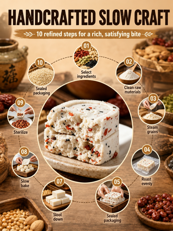 Pure Superfood Grain Bites – Premium Red Date & Poria Eight Treasures Cake 🤍🌾✨ | Low Sugar · Light Calories · Whole Grain Goodness – LUN