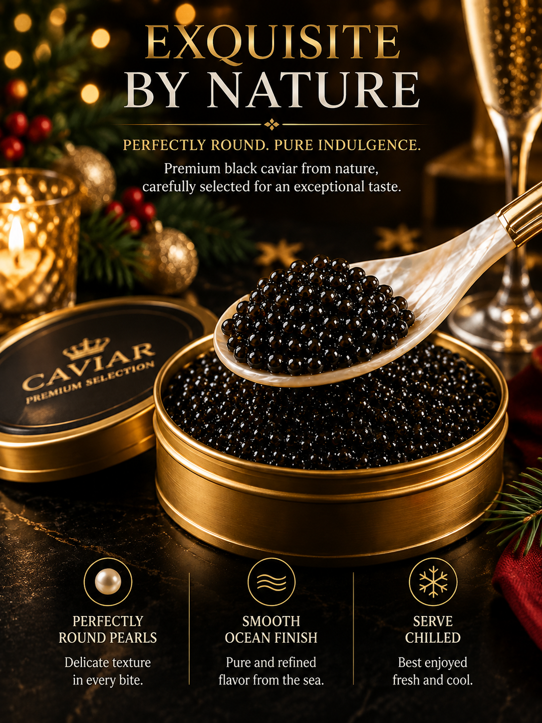 ✨Christmas Black Gold Sturgeon Caviar 🎄 Plump Pearl Luxury🥄 A Festive Ocean-Sourced Delicacy for Elegant Holiday Moments-lan