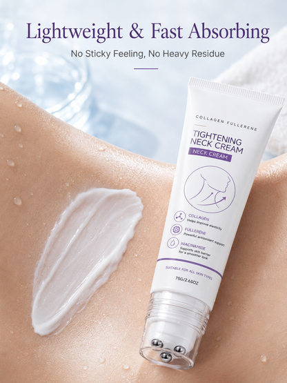 Ball Roller Tightening Neck Cream – Collagen Fullerene Firming Care for Neck & Jawline, Lightweight Hydrating Formula-HS