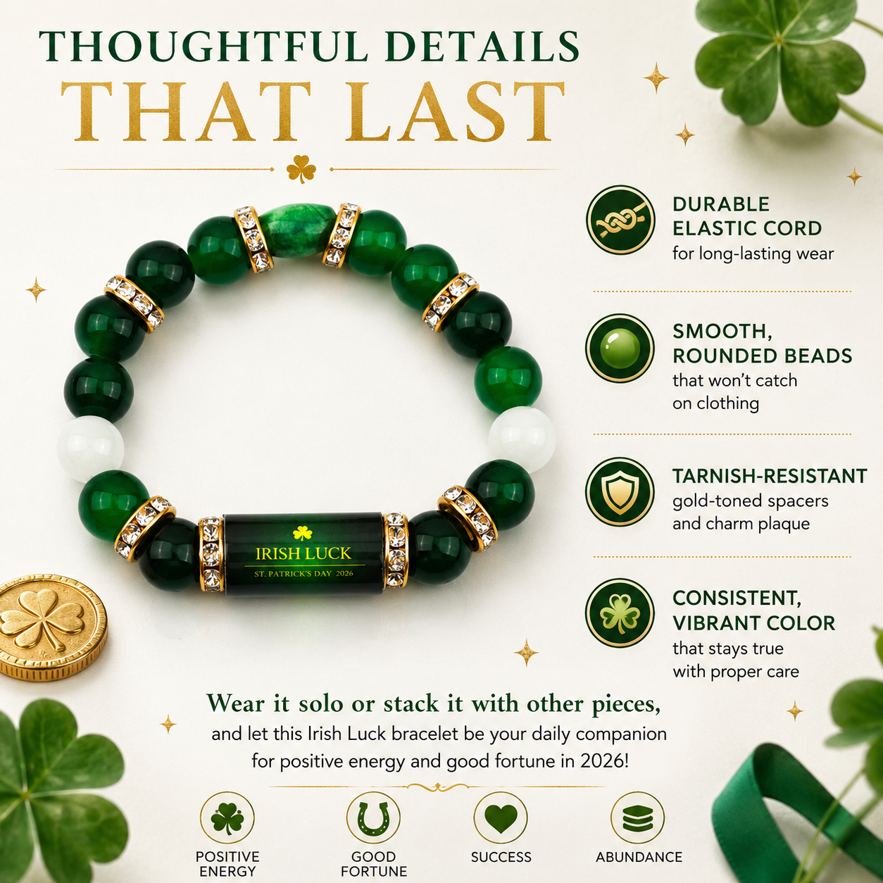 🔥Irish Luck St. Patrick's Day Bracelet Luck Bracelet - Attract Wealth, Abundance and Perfect Good Luck Gift for 2026!-HS