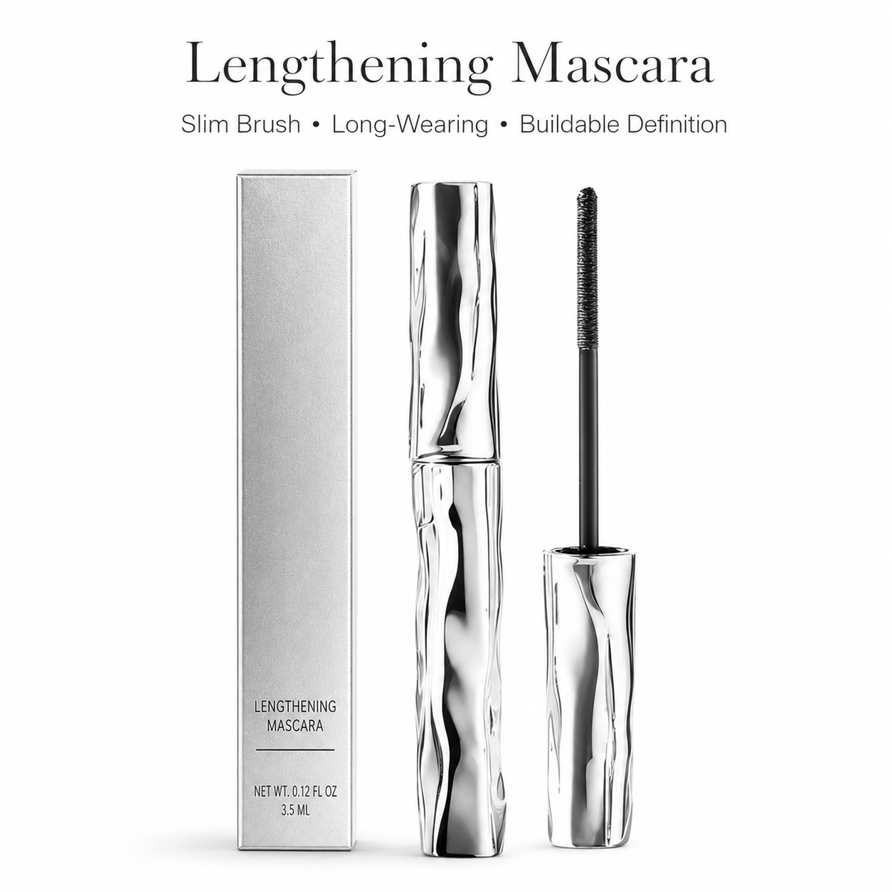 Lengthening Mascara – Waterproof Slim Brush Mascara for Longer-Looking, Defined & Smudge-Resistant Lashes