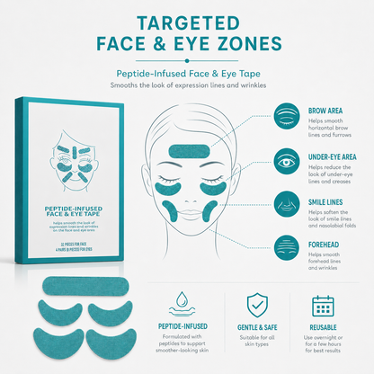 Peptide-Infused Face & Eye Tape – Targeted Smoothing Patches for Forehead, Under-Eye & Smile Lines