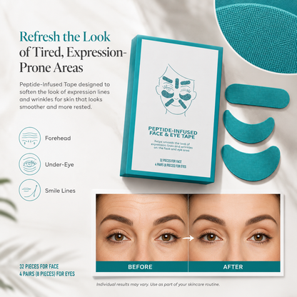 Peptide-Infused Face & Eye Tape – Targeted Smoothing Patches for Forehead, Under-Eye & Smile Lines