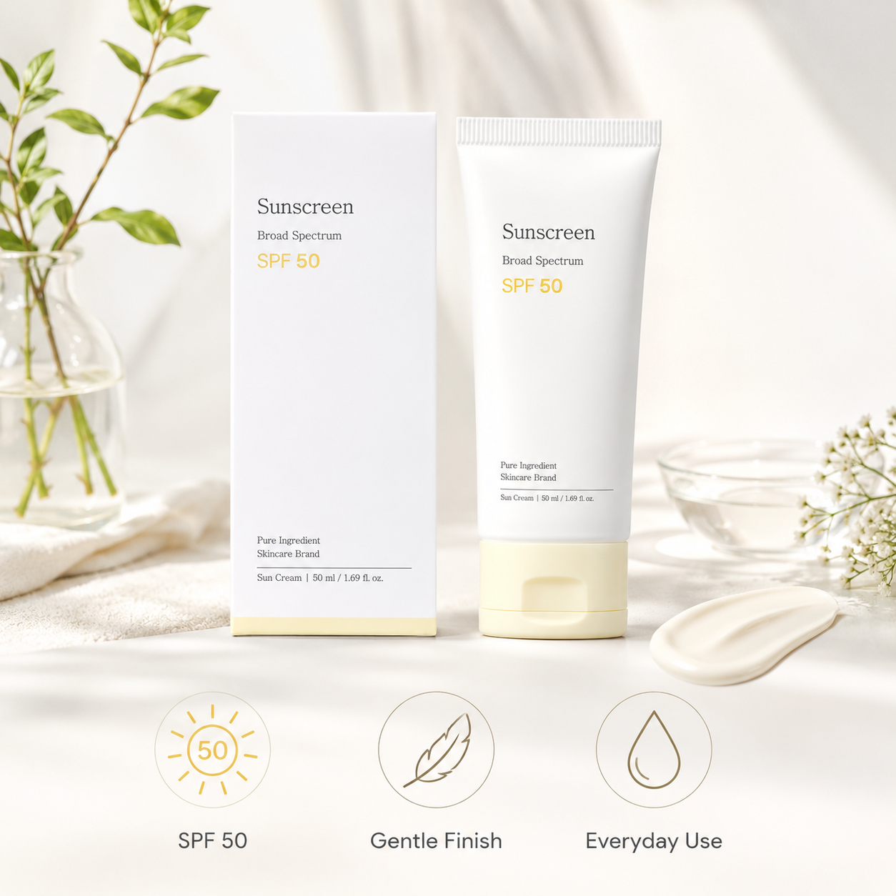 Bean Sunscreen SPF 50 – Lightweight Broad Spectrum Sun Cream for Daily UV Protection & Hydrating Comfort