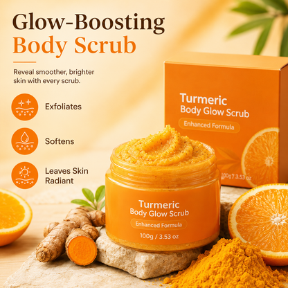Turmeric Body Glow Scrub – Exfoliating & Moisturizing Citrus Body Polish for Smooth, Radiant-Looking Skin