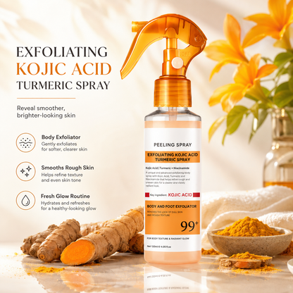 Kojic Acid Turmeric Peeling Spray – Exfoliating Body & Foot Spray for Smoother, Brighter-Looking Skin
