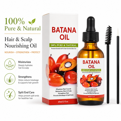 Batana Oil Hair & Scalp Nourishing Oil – 100% Pure Natural Hair Growth Support Oil with Precision Applicators