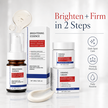 2-Step Brightening & Firming Skincare Set – Brightening Essence & Firming Cream Duo for Even-Looking, Smooth & Radiant Skin