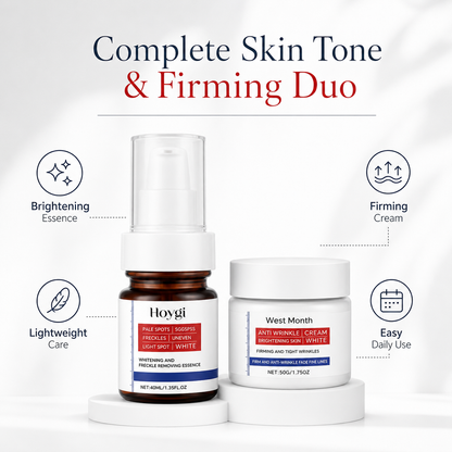 2-Step Brightening & Firming Skincare Set – Brightening Essence & Firming Cream Duo for Even-Looking, Smooth & Radiant Skin