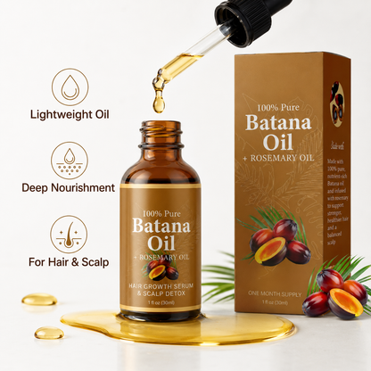 Batana Oil + Rosemary Hair & Scalp Serum – 100% Pure Nourishing Oil for Stronger, Shinier-Looking Hair