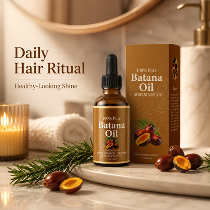 Batana Oil + Rosemary Hair & Scalp Serum – 100% Pure Nourishing Oil for Stronger, Shinier-Looking Hair