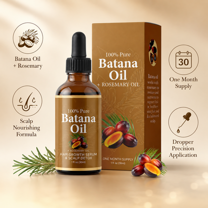 Batana Oil + Rosemary Hair & Scalp Serum – 100% Pure Nourishing Oil for Stronger, Shinier-Looking Hair