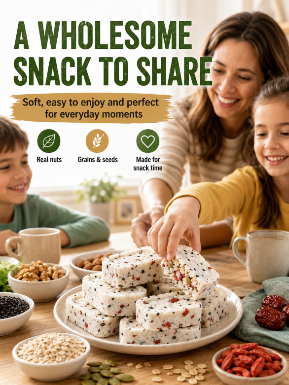Pure Superfood Grain Bites – Premium Red Date & Poria Eight Treasures Cake 🤍🌾✨ | Low Sugar · Light Calories · Whole Grain Goodness – LUN