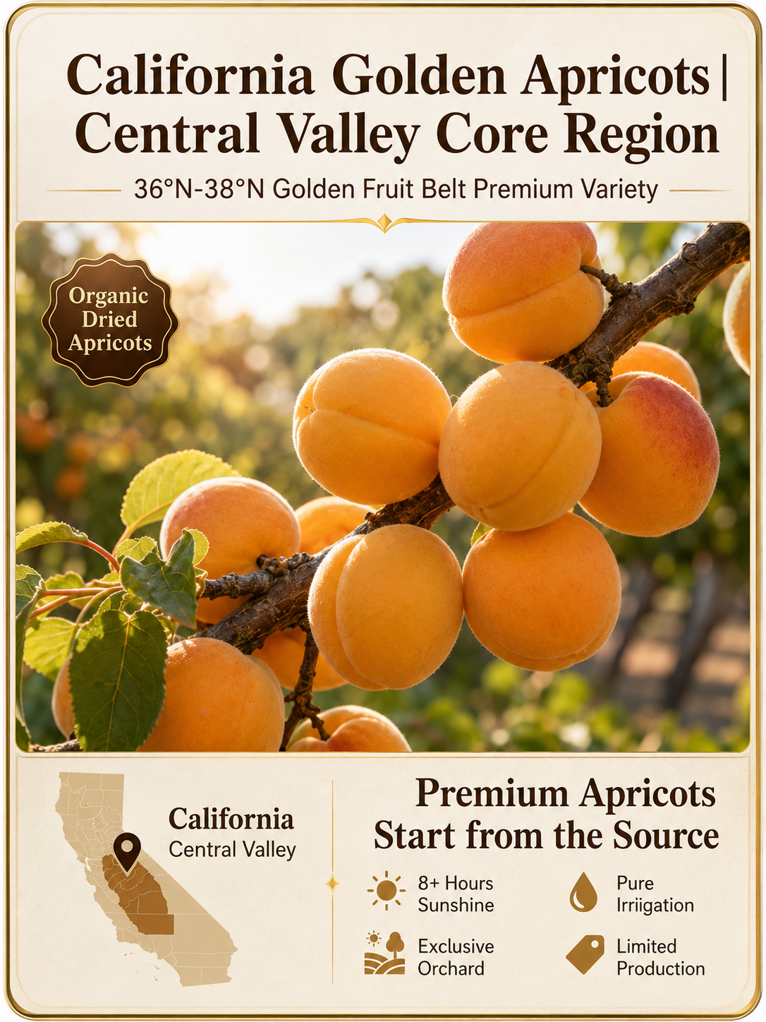 California specialty dried apricots, 100% natural and additive-free-Zack