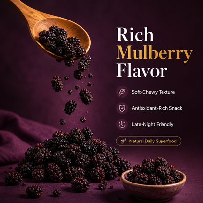 Dried Mulberries – Naturally Sweet Soft & Chewy Dark Berry Snack-JXX