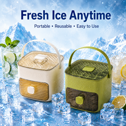 48-Cube 3-in-1 Portable Ice Cube Maker Box with Storage Drawer – Make, Release & Store Ice Easily for Cold Drinks-LUN