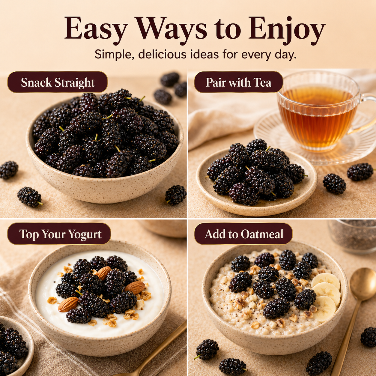 Dried Mulberries – Naturally Sweet Soft & Chewy Dark Berry Snack-JXX