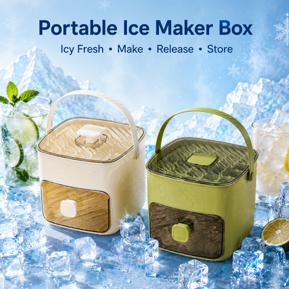 48-Cube 3-in-1 Portable Ice Cube Maker Box with Storage Drawer – Make, Release & Store Ice Easily for Cold Drinks-LUN