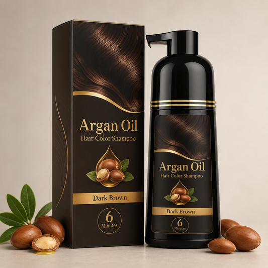 Argan Oil Dark Brown Hair Color Shampoo – Quick Gray Coverage & Nourishing At-Home Hair Color Care