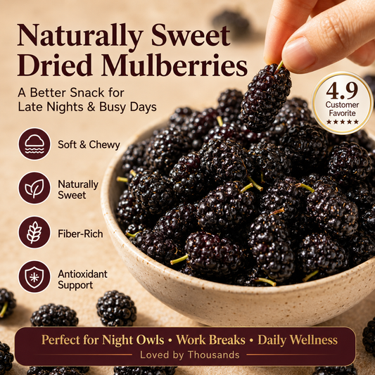 Dried Mulberries – Naturally Sweet Soft & Chewy Dark Berry Snack-JXX