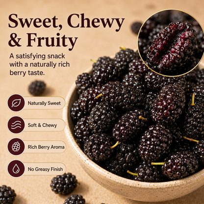 Dried Mulberries – Naturally Sweet Soft & Chewy Dark Berry Snack-JXX
