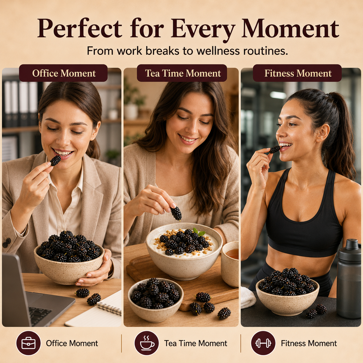 Dried Mulberries – Naturally Sweet Soft & Chewy Dark Berry Snack-JXX