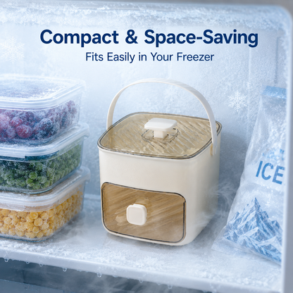 48-Cube 3-in-1 Portable Ice Cube Maker Box with Storage Drawer – Make, Release & Store Ice Easily for Cold Drinks-LUN