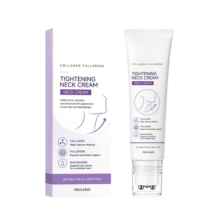 Ball Roller Tightening Neck Cream – Collagen Fullerene Firming Care for Neck & Jawline, Lightweight Hydrating Formula-HS