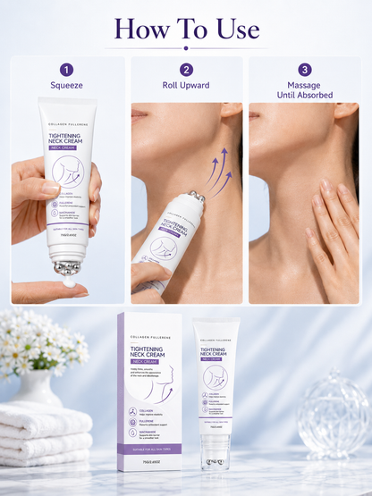Ball Roller Tightening Neck Cream – Collagen Fullerene Firming Care for Neck & Jawline, Lightweight Hydrating Formula-HS